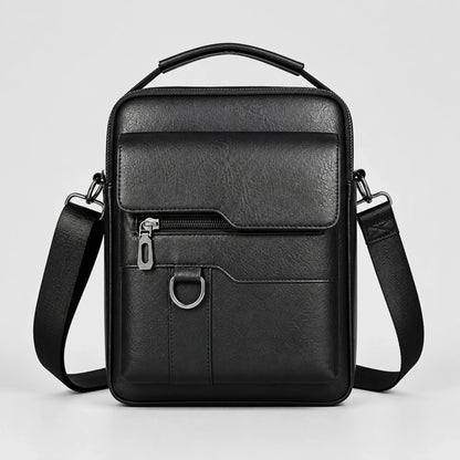 Black Vertical Flap sling bag complete front view