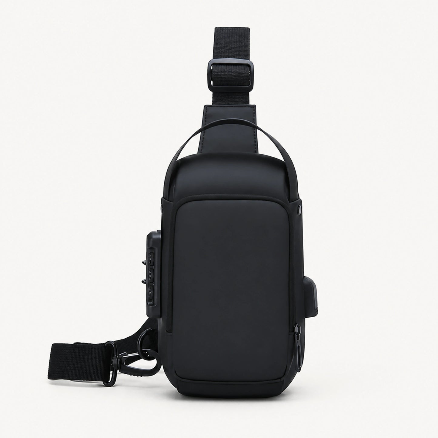 Black Tonal hard shell chest sling bag complete front view — view 4