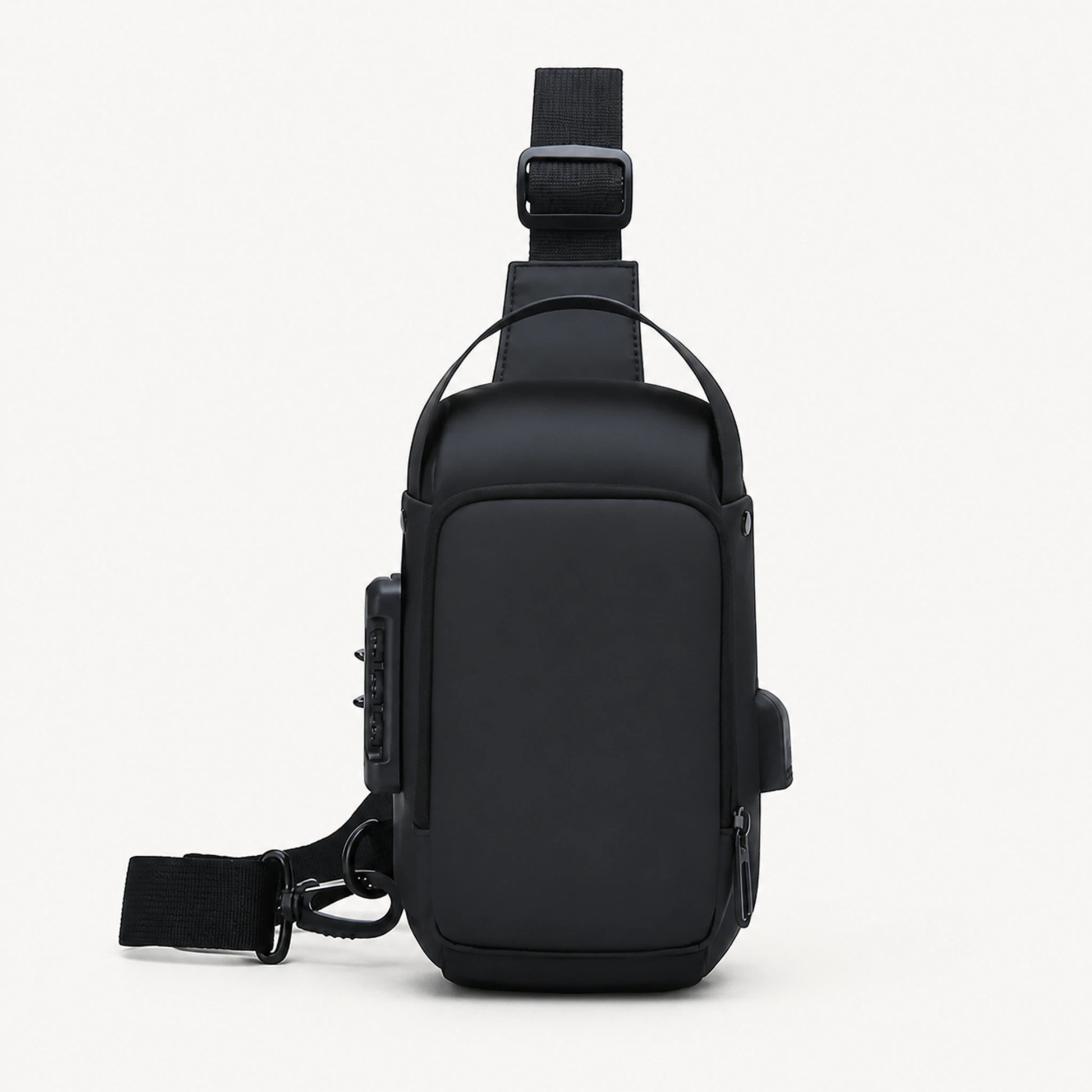 Black Tonal hard shell chest sling bag complete front view — view 4