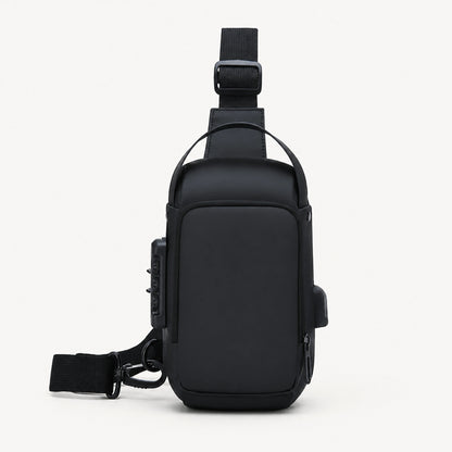 Black Tonal hard shell chest sling bag complete front view — view 4