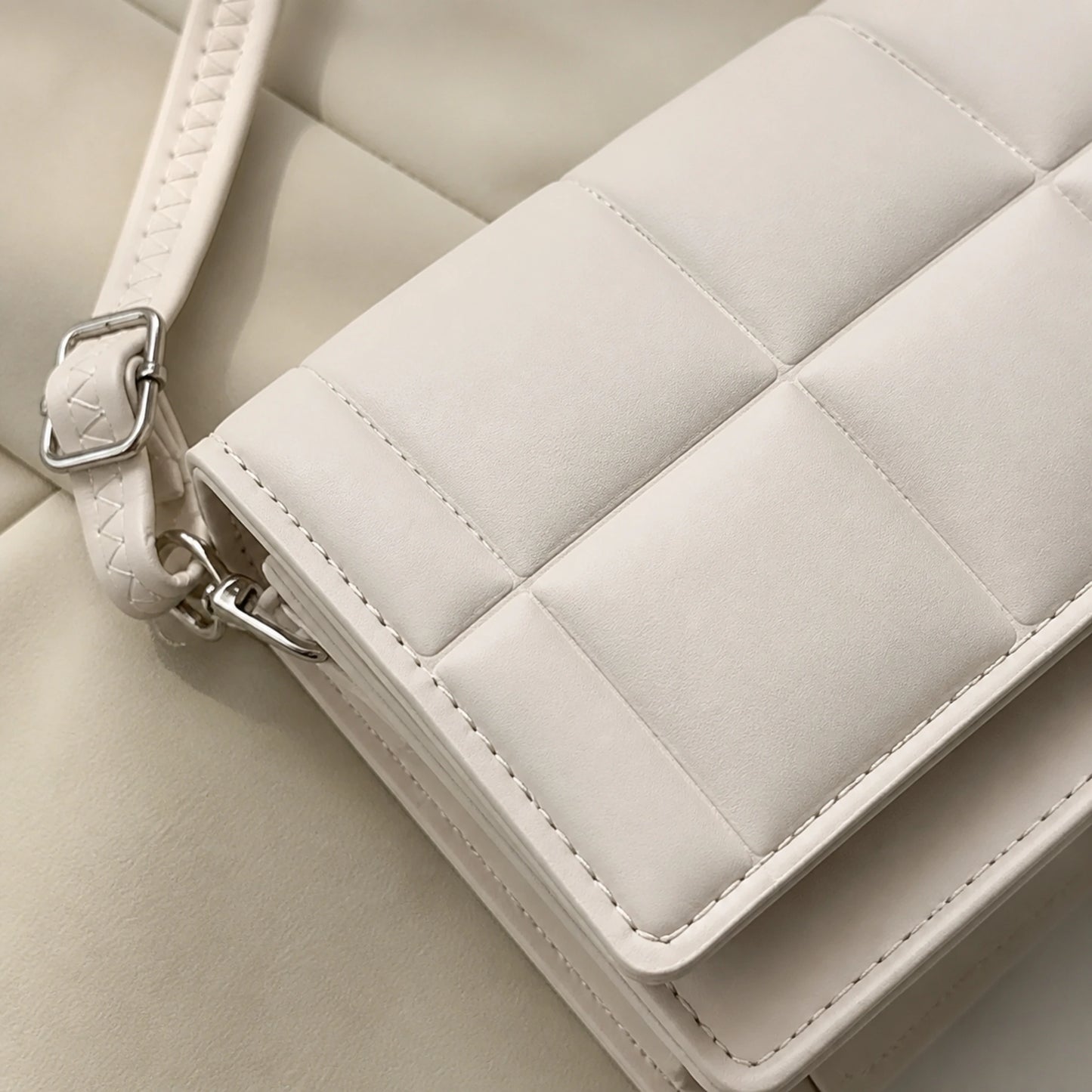 sling bag — Ivory quilted material detail — view 6