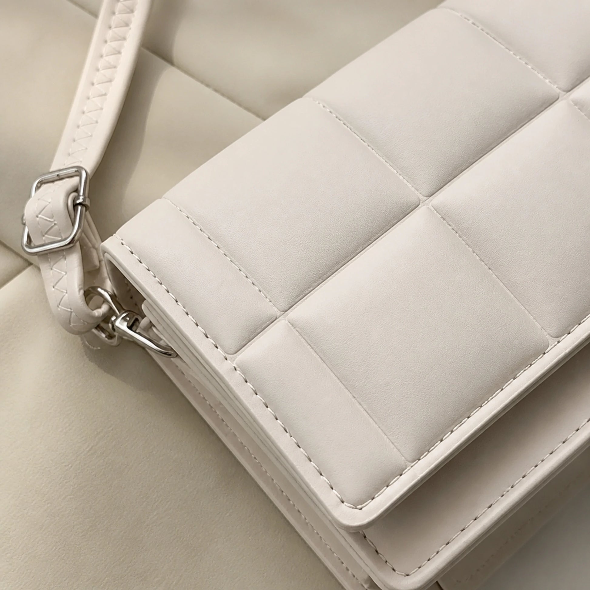 sling bag — Ivory quilted material detail — view 6