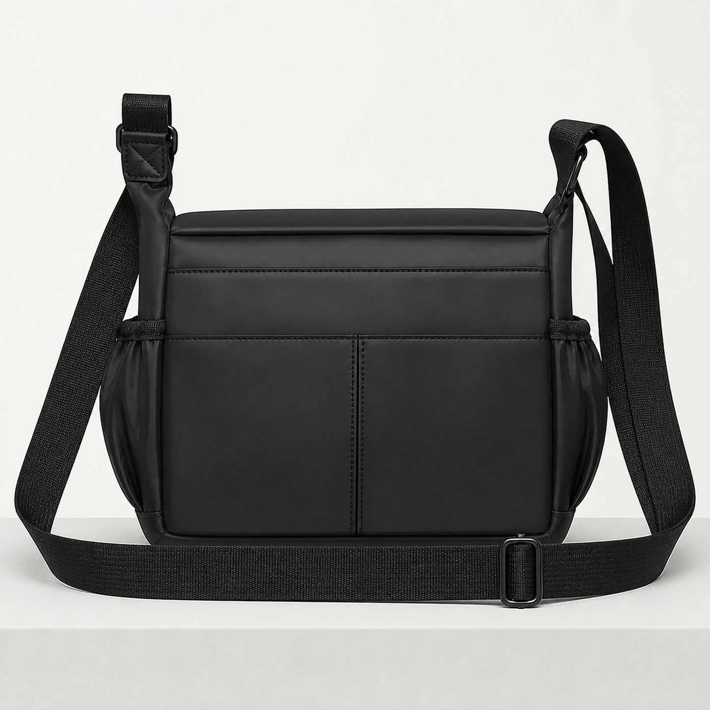 Black multipocket crossbody sling bag rear view — view 5