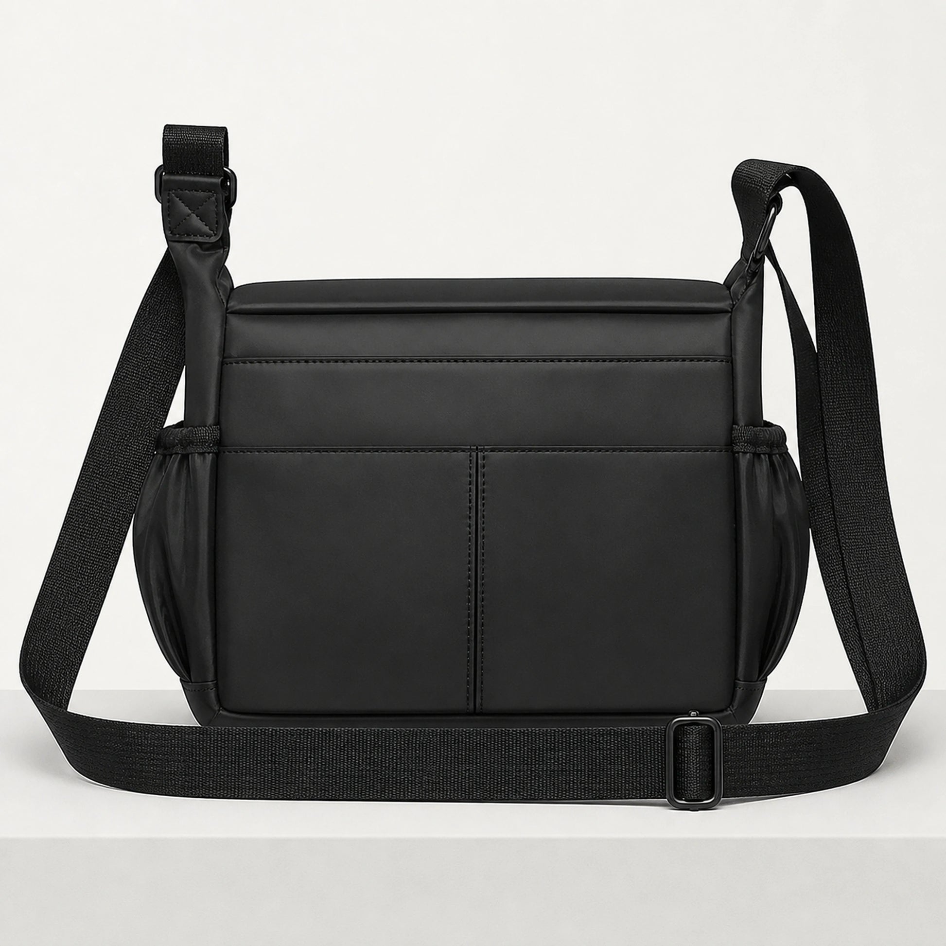 Black multipocket crossbody sling bag rear view — view 5