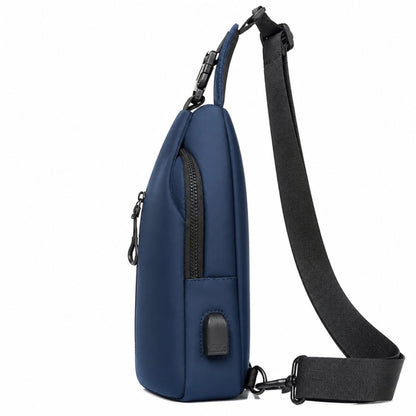 sling bag — Blue Three Zipper side view — view 7