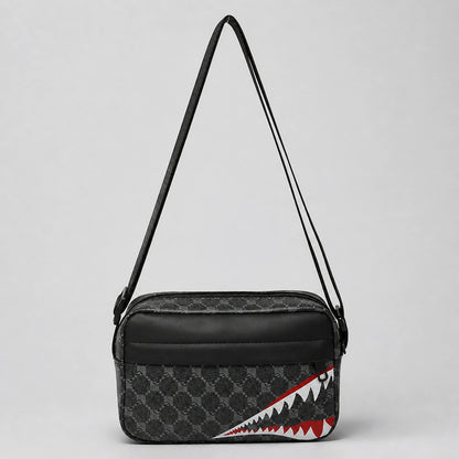 sling bag — Charcoal check shark front