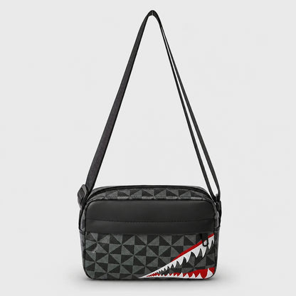 sling bag — Black geometric shark front — view 2