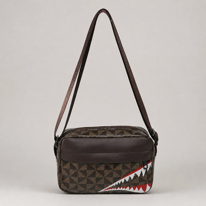 sling bag — Brown geometric shark front — view 3