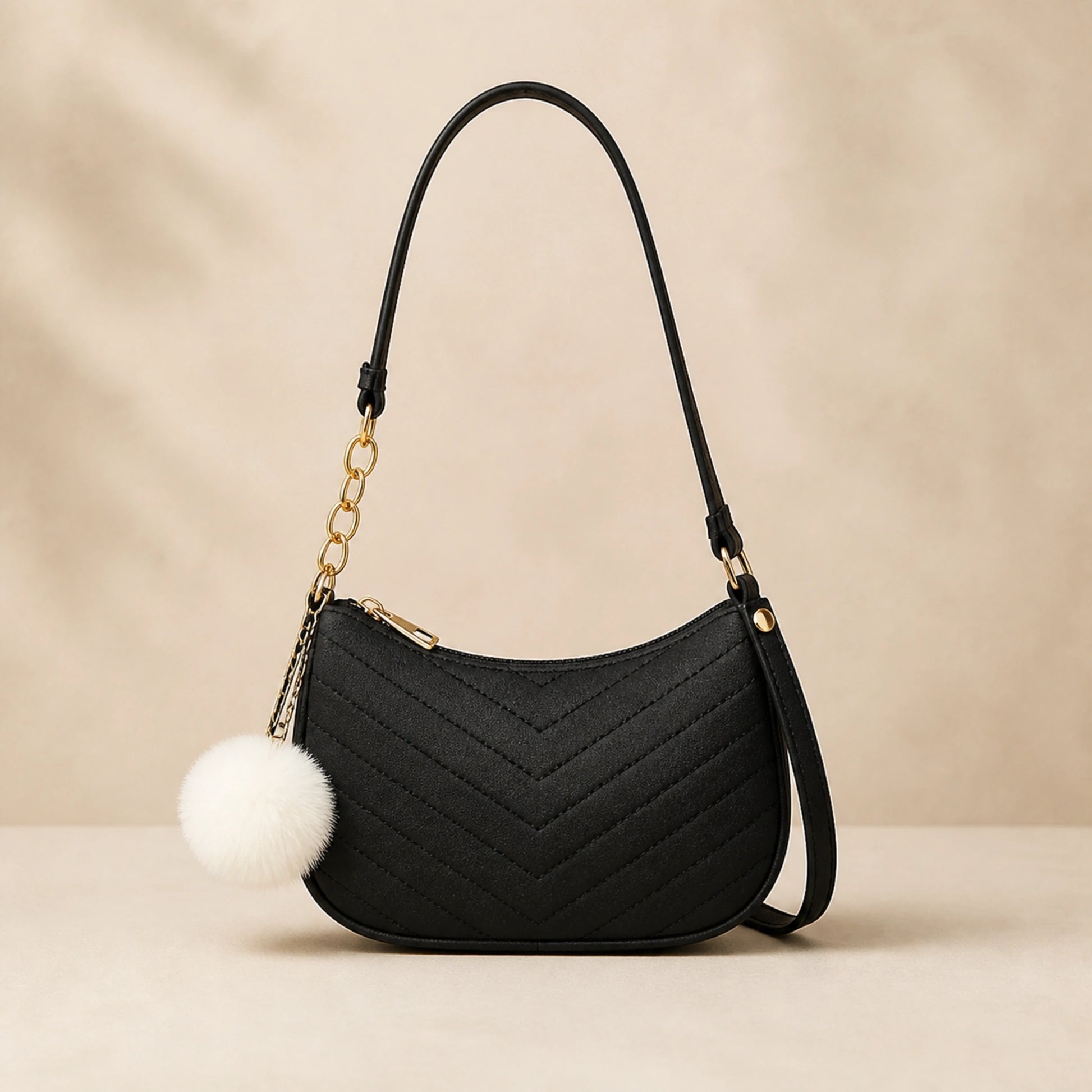 Black sling bag complete front view