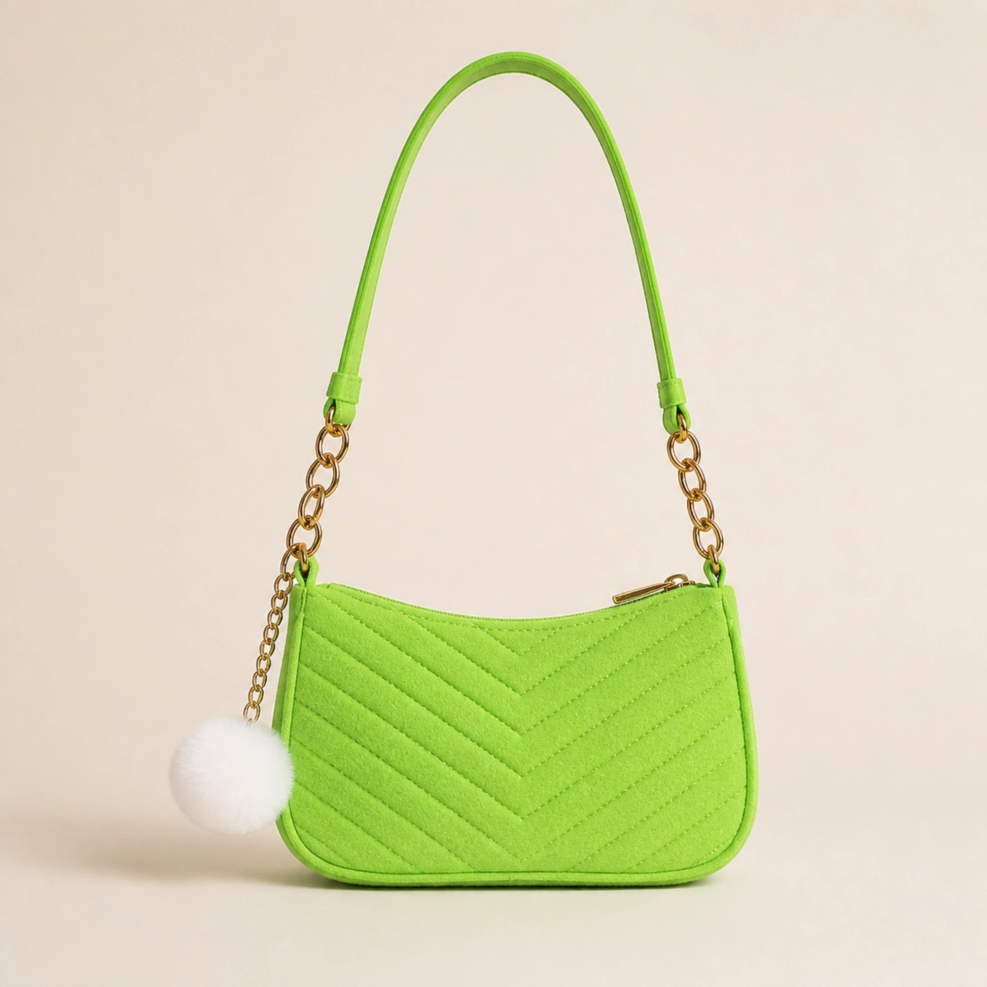 Lime Green sling bag complete front view — view 2