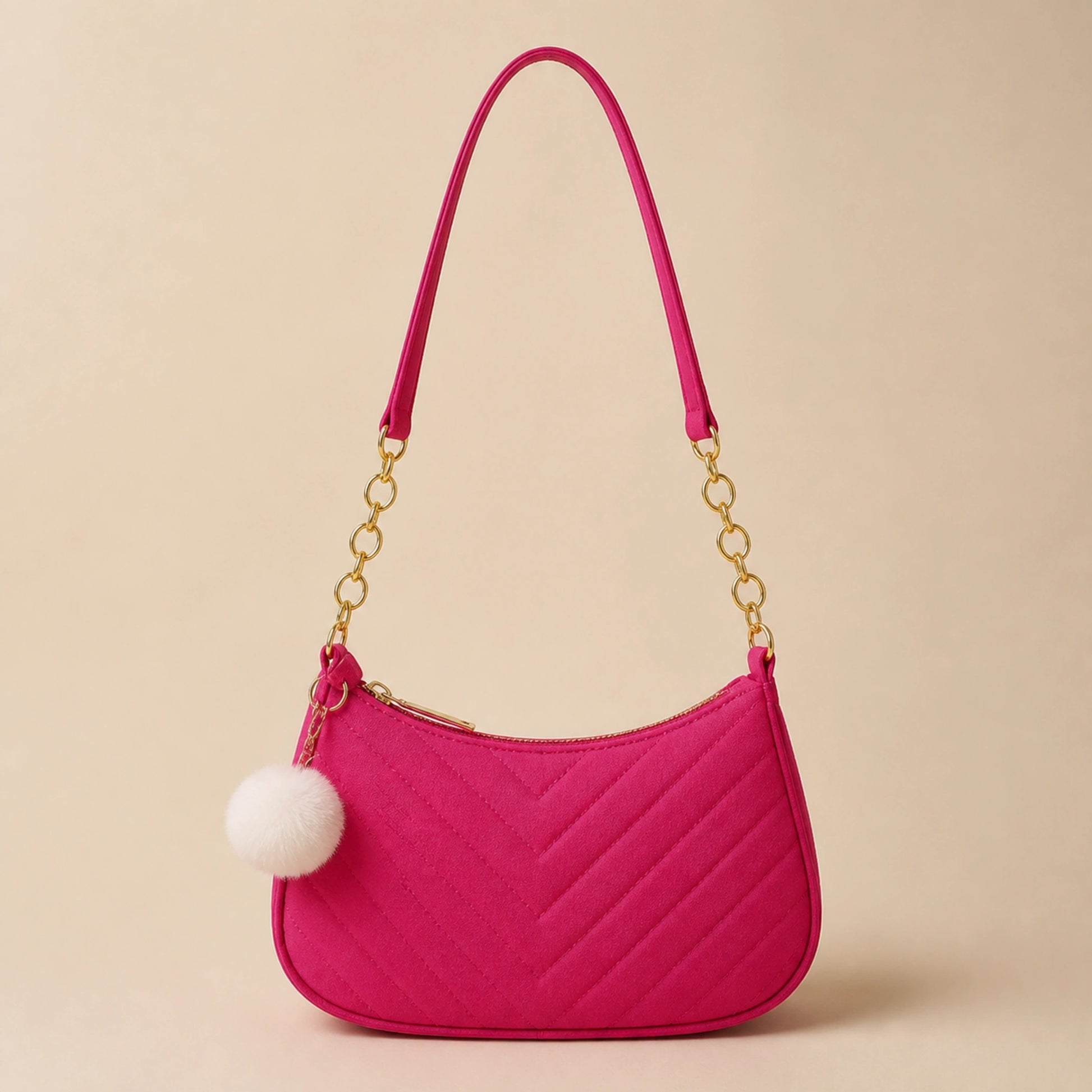 Hot Pink sling bag complete front view — view 6