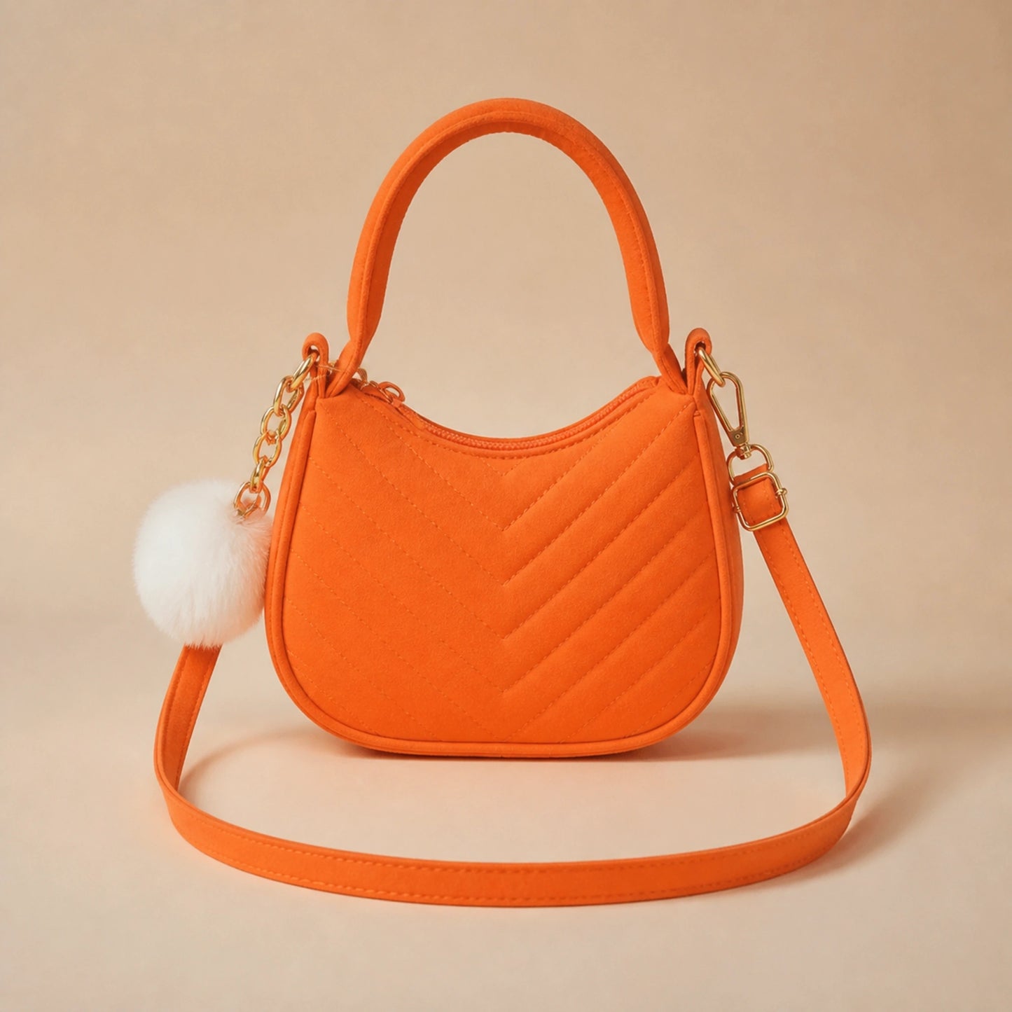 Orange sling bag complete front view — view 8