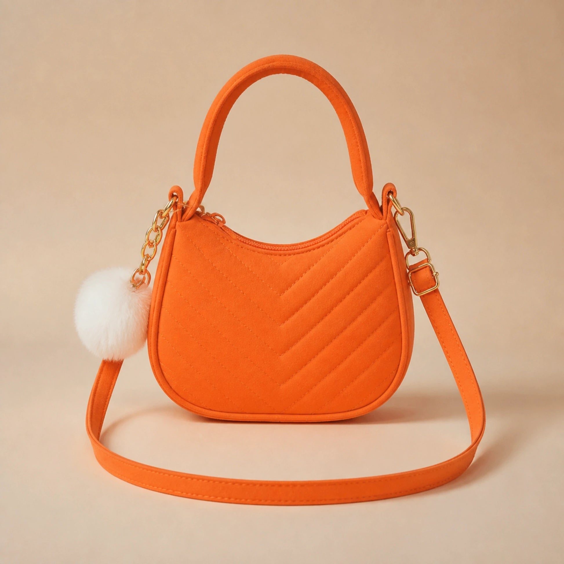 Orange sling bag complete front view — view 8