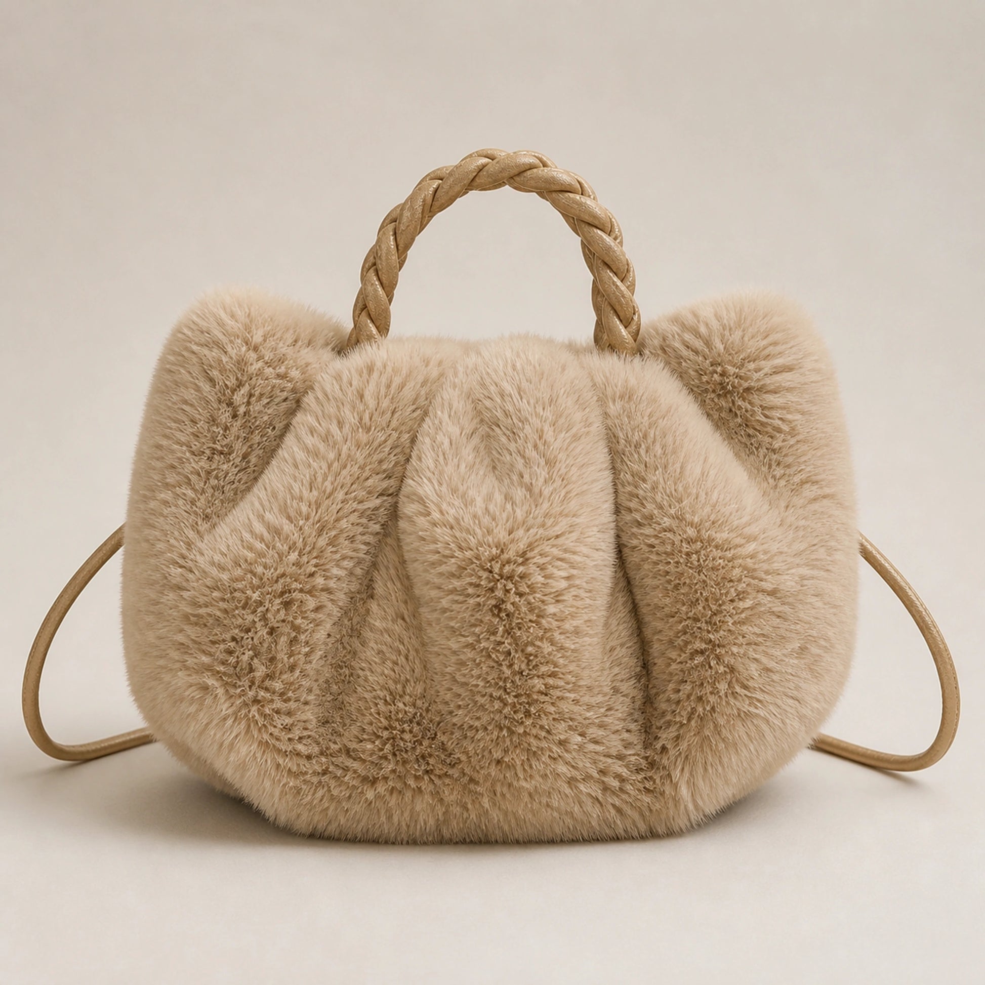 Taupe sling bag complete front view — view 2