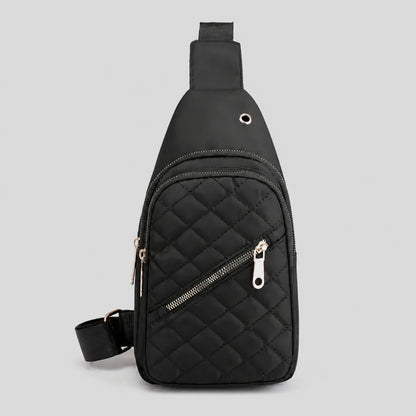 Black sling bag complete front view — view 3