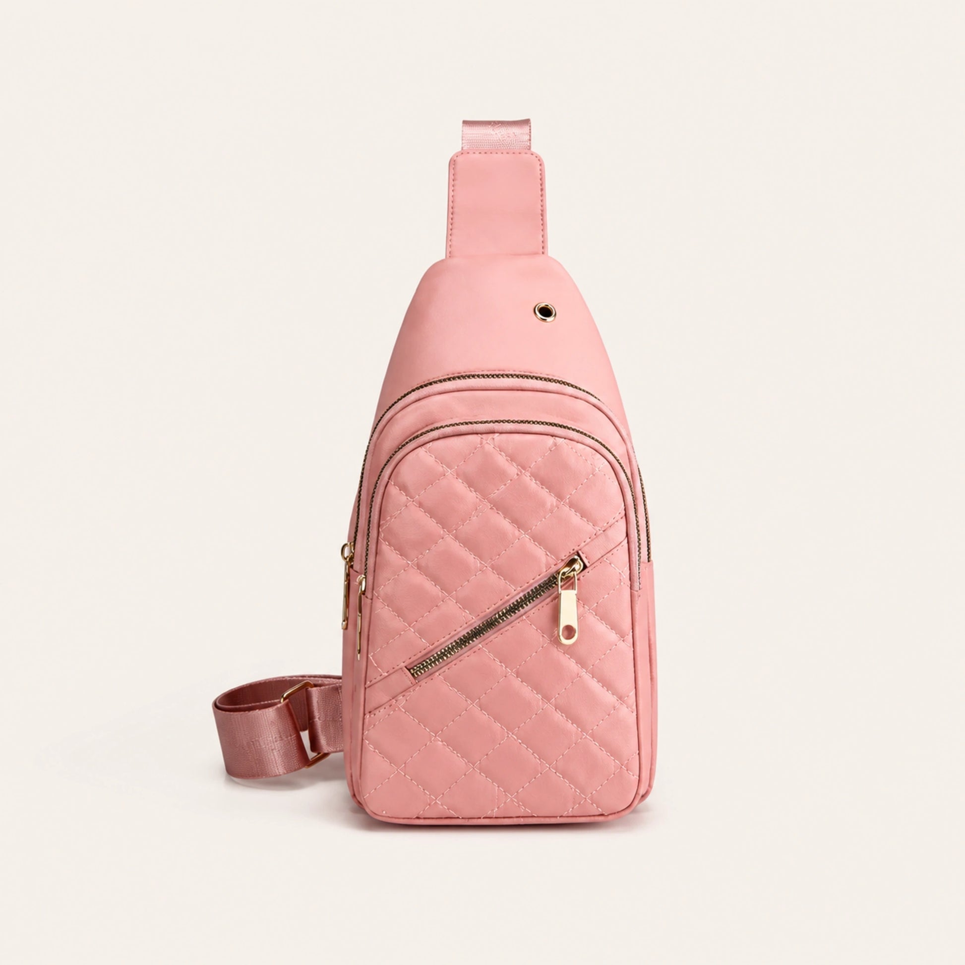 Pink sling bag complete front view — view 4