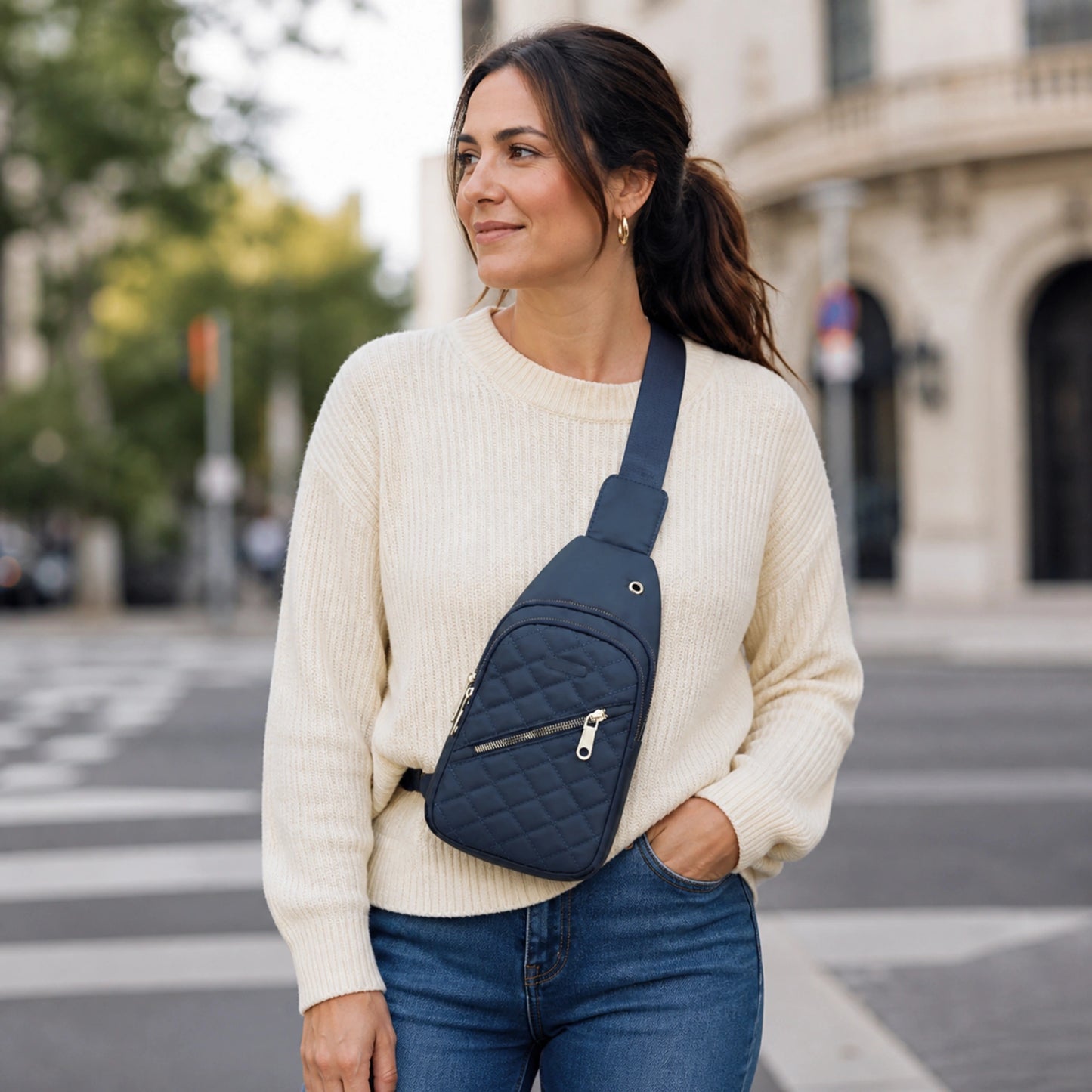 Navy Blue sling bag adult view — view 5