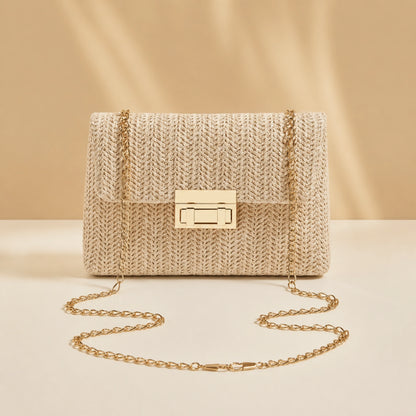 Beige Envelope sling bag complete front view