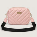 sling bag — Blush pink quilted crossbody bag complete front view