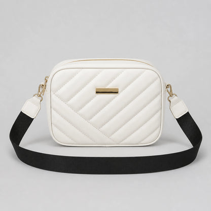 sling bag — White quilted crossbody bag complete front view — view 2