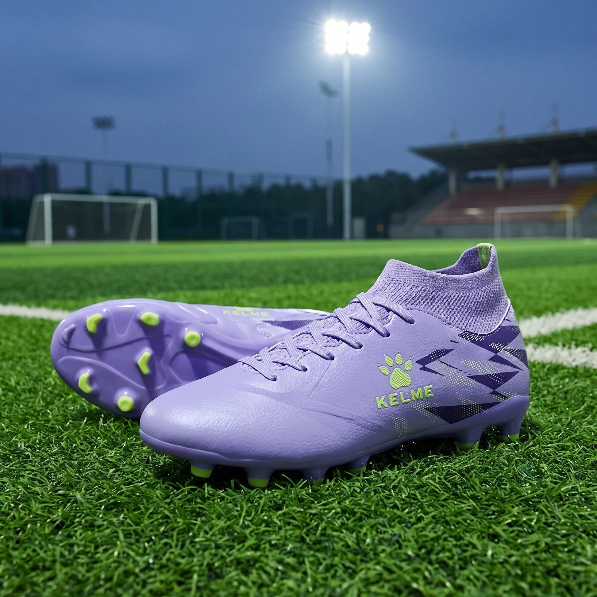 Close up view of the durable polyester material and precise stitching on Professional Short Nail Soccer Cleats — view 4