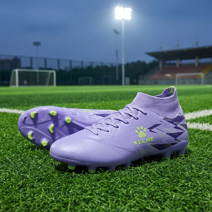 Close up view of the durable polyester material and precise stitching on Professional Short Nail Soccer Cleats — view 4