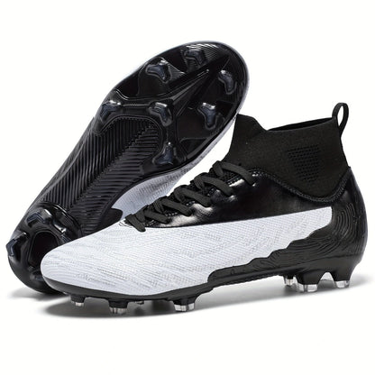 Black and white lightweight soccer cleats with textured design studded sole — view 15 — view 15