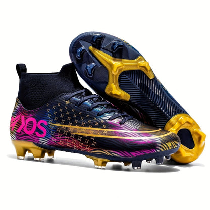 Colorful soccer cleats with vibrant patterns and gold accents, showcasing a lightweight design — view 9 — view 9