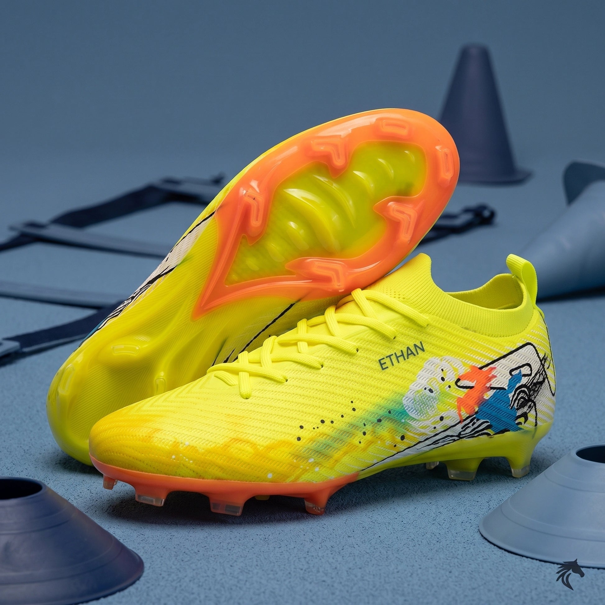 Close up view of the ultralight non slip soccer cleats showing detailed stitching and fabric texture, emphasizing — view 13