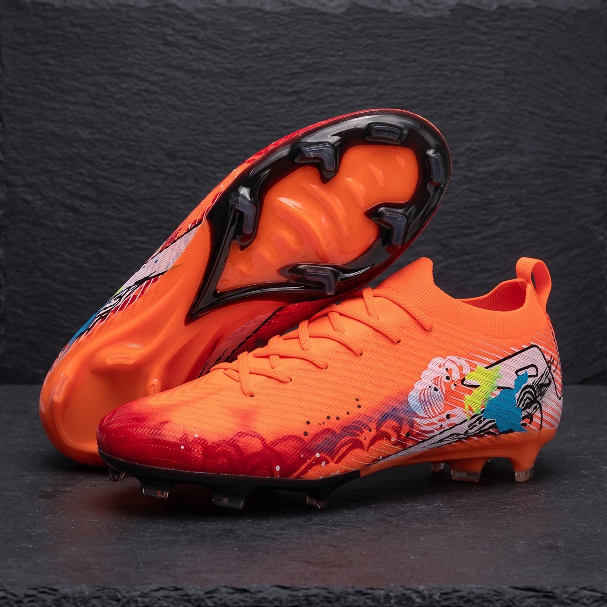 Close up view showing the ultralight fabric and precise stitching of non slip soccer cleats, their quality — view 14