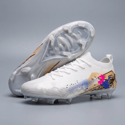 Close up view of the ultralight non slip soccer cleats showing detailed stitching and breathable fabric — view 16