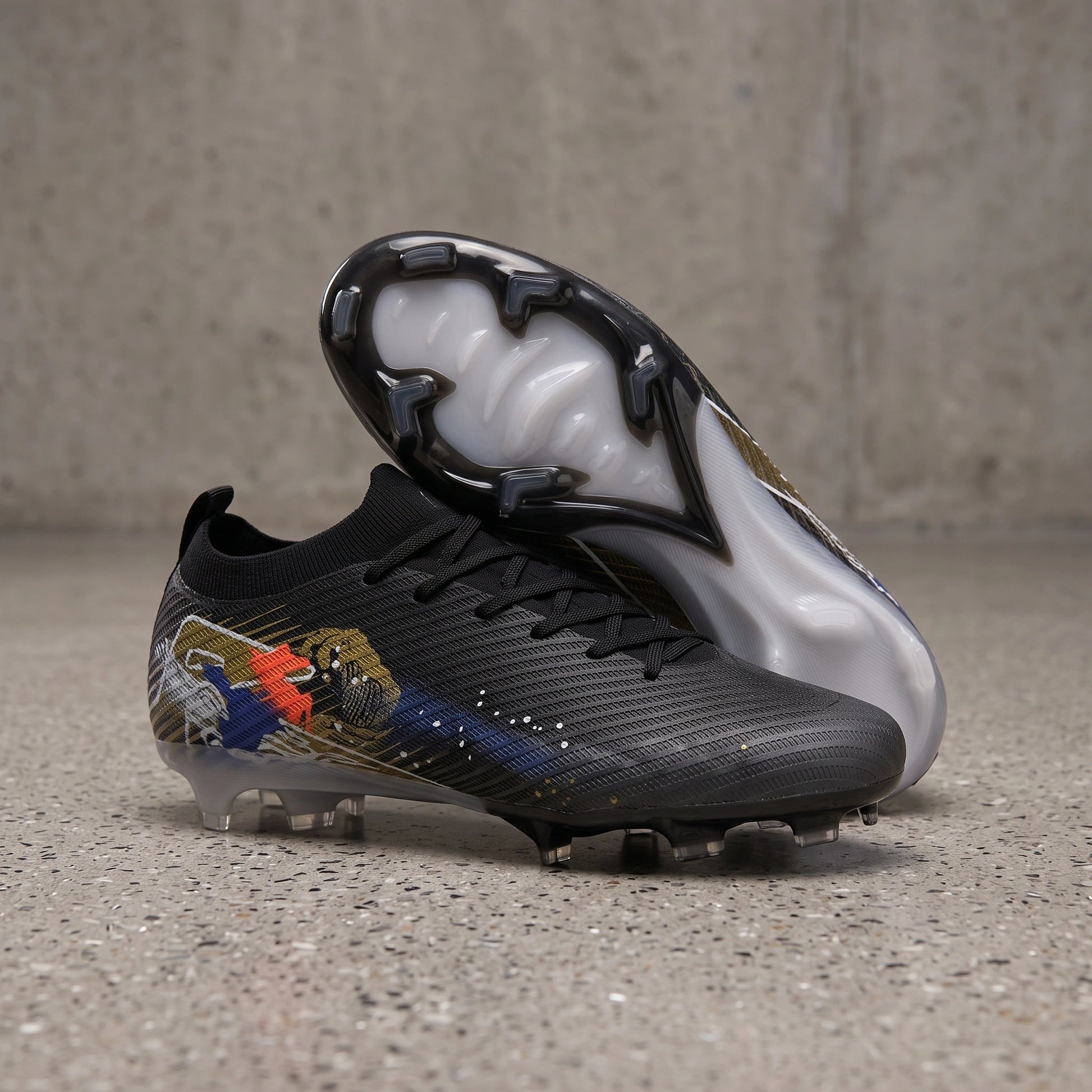Close up view showing the lightweight fabric and precise stitching of ultralight non slip soccer cleats, their — view 19