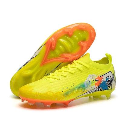 Yellow ultralight soccer cleats with non slip sole and colorful design accents — view 9 — view 3