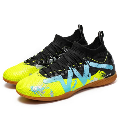 Bright soccer cleats with a textured surface and lace up design, featuring vibrant colors — view 8 — view 2