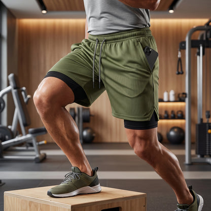 Close up view of the breathable double layer soccer shorts showing lightweight fabric, precise stitching, and — view 16