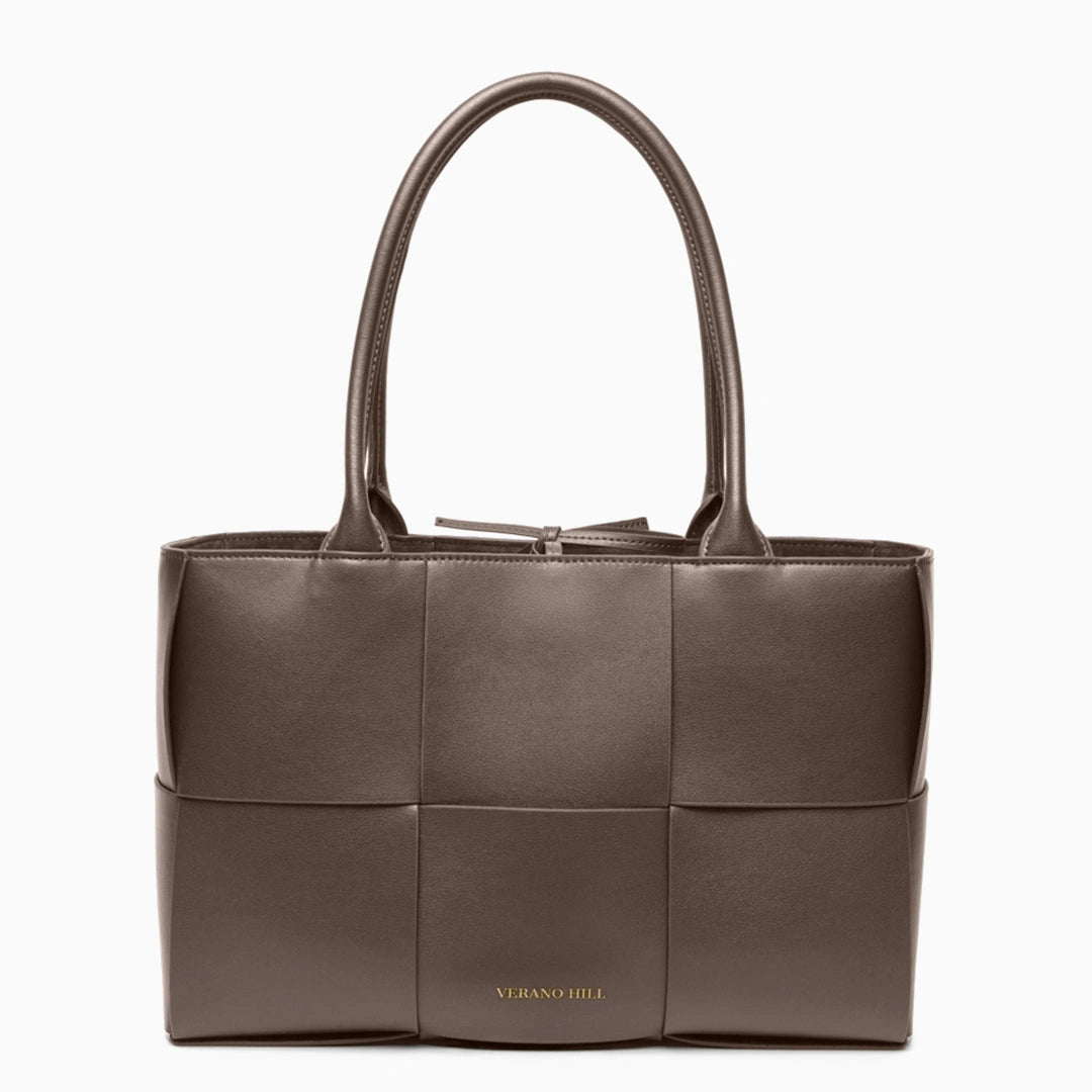 Woven tote bag in a natural beige color, featuring sturdy handles and spacious interior, top view — 15 — view 15