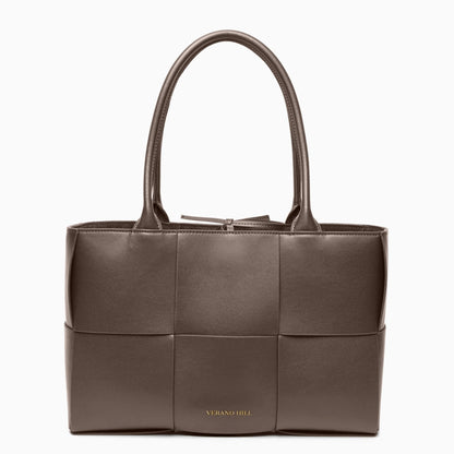 Woven tote bag in a natural beige color, featuring sturdy handles and spacious interior, top view — 15 — view 15