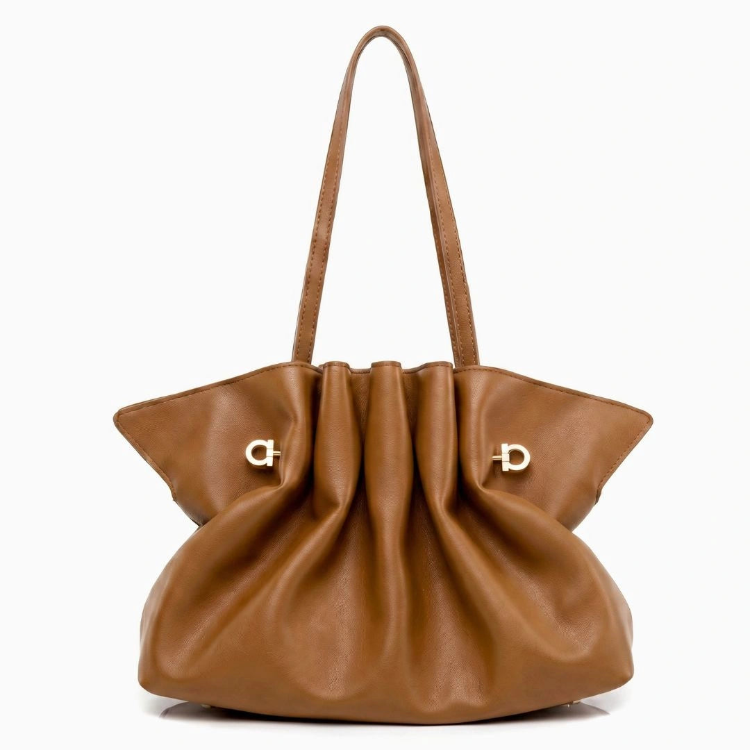 Soft beige tote bag with sturdy handles, featuring a spacious interior and minimalistic design, top view — 11 — view 11