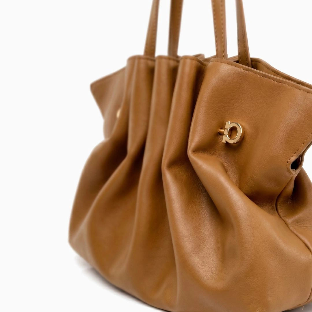 Soft tote bag in a light beige color, featuring two sturdy handles and spacious interior, top view — 12 — view 12