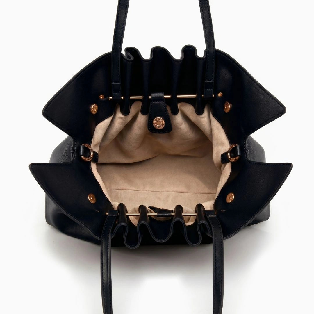 Soft beige tote bag with a spacious interior and sturdy handles, displayed — view 5 — view 5