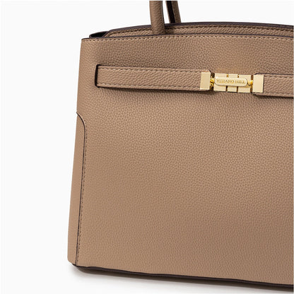 Medium tote bag in a soft fabric, featuring spacious interior and sturdy handles, shown neutral color — view 2 — view 2