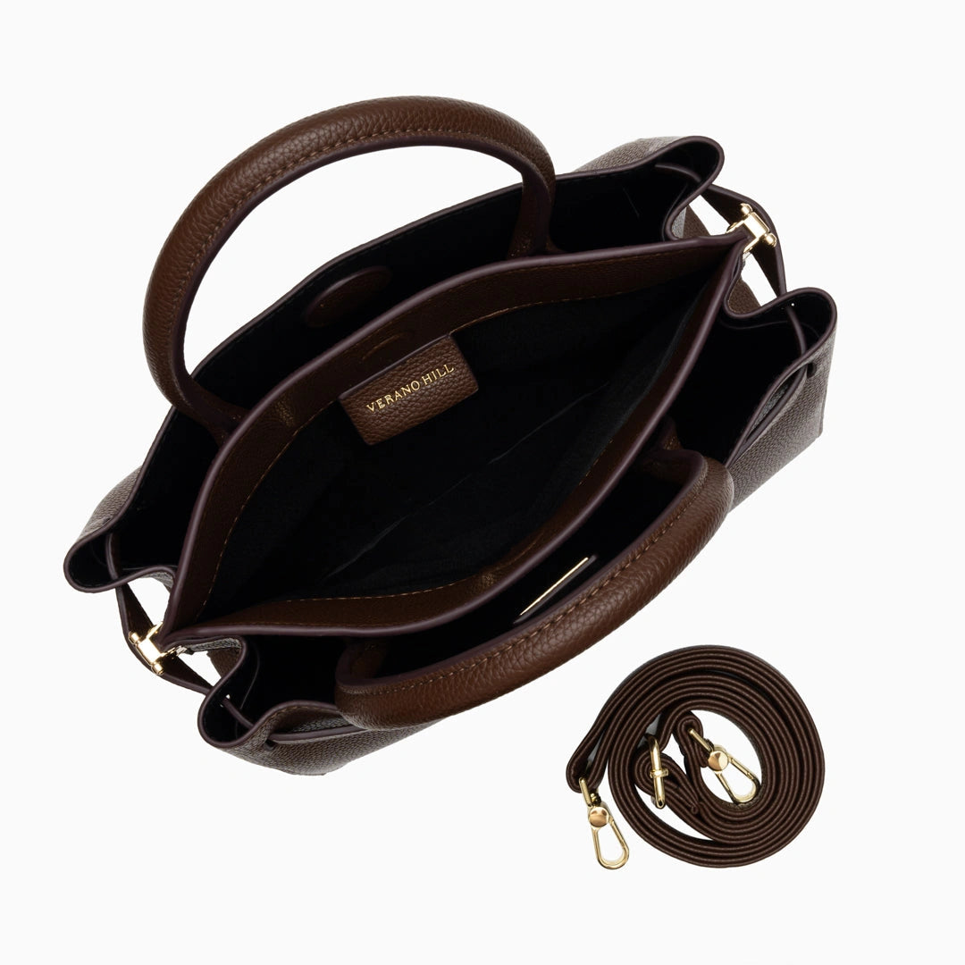 Medium tote bag in a soft fabric featuring spacious interior and sturdy handles, shown neutral color — view 7 — view 7