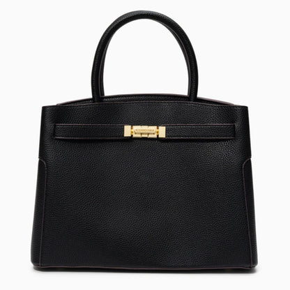 Medium tote bag in a soft fabric, featuring spacious interior and sturdy handles, shown neutral color — view 9 — view 9