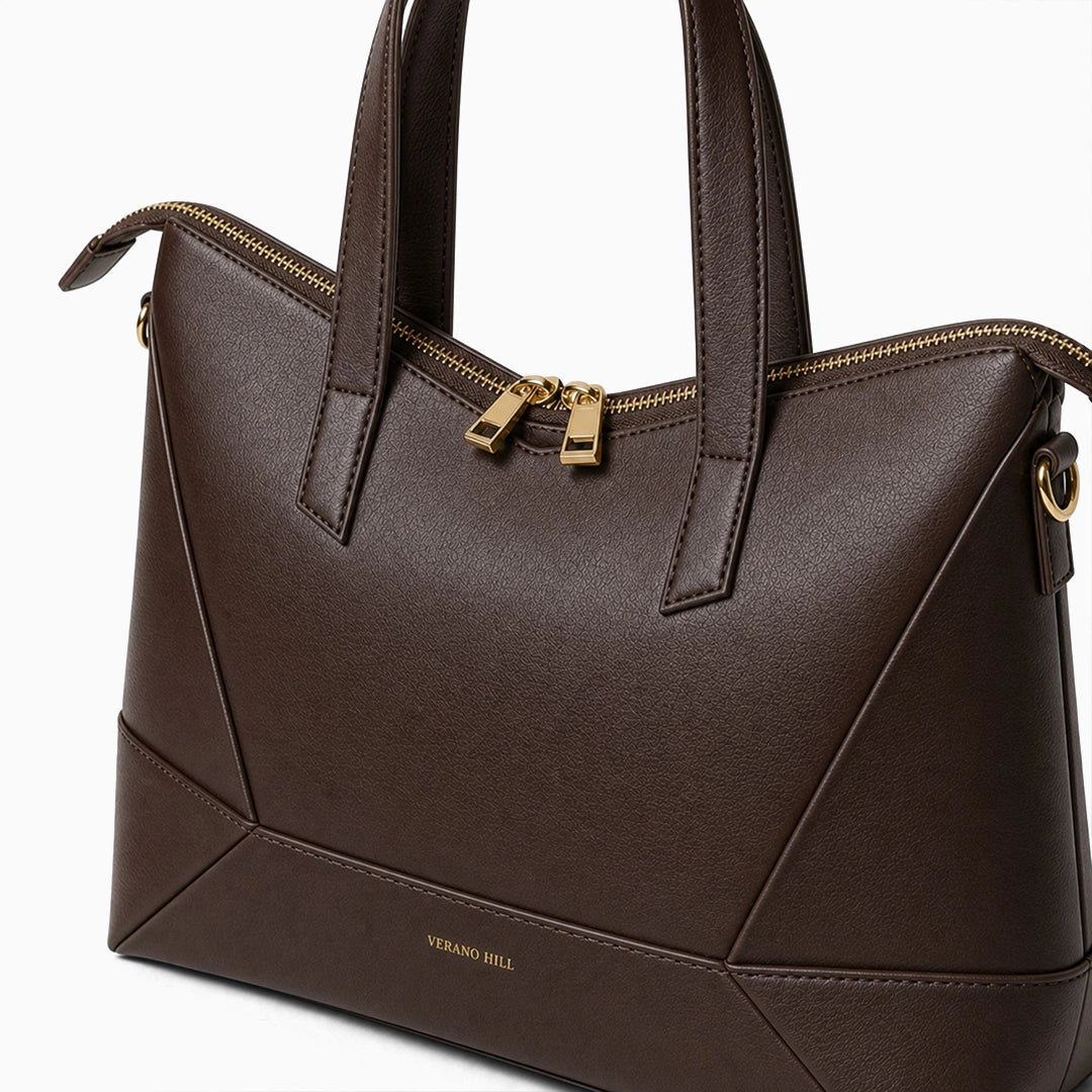 Elegant tote bag in a soft beige fabric, featuring sturdy handles and spacious interior, top view — 8 — view 8