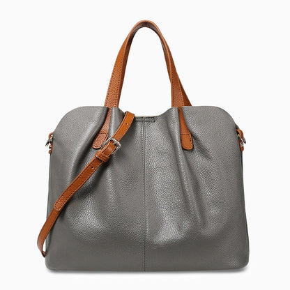 Classy versatile tote bag in a rich brown color, featuring sturdy handles and spacious interior, front view — 6 — view 6