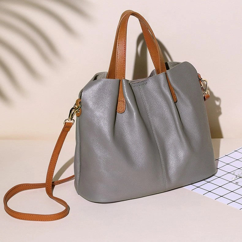 Classy versatile tote bag in a warm beige color, featuring sturdy handles and spacious interior, front view — 7 — view 7