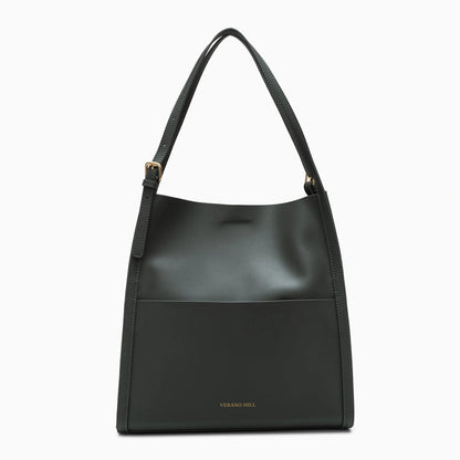Luxurious leather tote bag in rich brown, featuring spacious interior and sturdy handles, front view