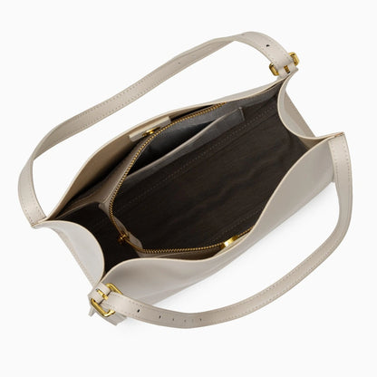 Luxurious leather tote bag in rich brown with spacious interior and sturdy handles, top view — 11 — view 11