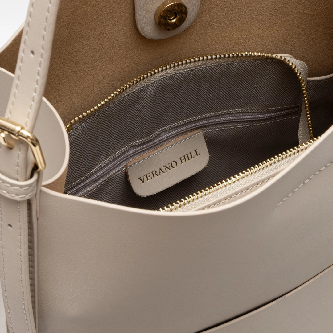 Luxurious leather tote bag in rich brown, featuring sturdy handles and a spacious interior, front view — 12 — view 12