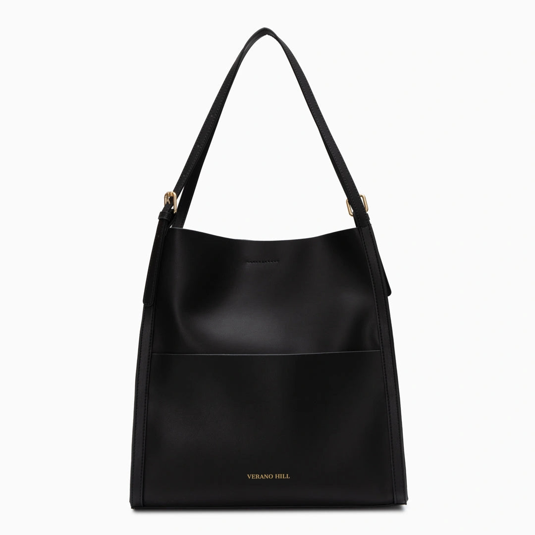 Luxurious leather tote bag in rich brown with spacious interior and sturdy handles, front view — 13 — view 13